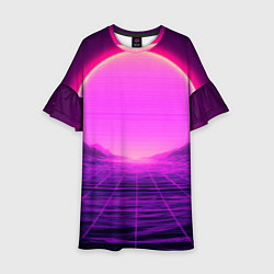 Детское платье Синтвейв ретровейв неоновый узор и солнце