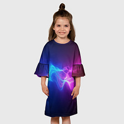Платье клеш для девочки Звуковая волна неоновый узор, цвет: 3D-принт — фото 2