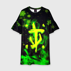 Детское платье Doom кислотный снег в огне лого