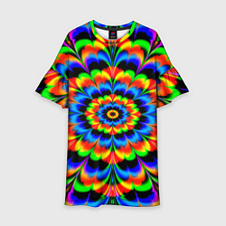 Платье клеш для девочки Оптические иллюзии психоделика, цвет: 3D-принт