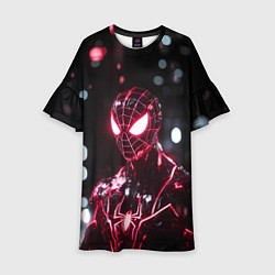 Платье клеш для девочки Человек-паук в красно-черном костюме, цвет: 3D-принт