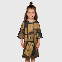 Платье клеш для девочки Коробки и глаз, цвет: 3D-принт — фото 2