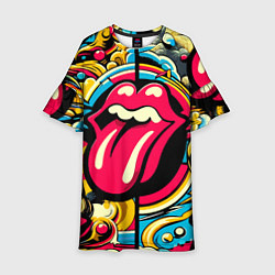 Детское платье Rolling Stones logo - pop art pattern