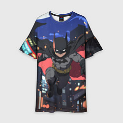 Платье клеш для девочки Злой Бэтмен в полете, цвет: 3D-принт