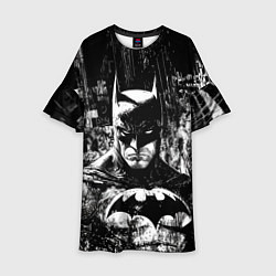 Платье клеш для девочки Бэтмен черно-белый стиль, цвет: 3D-принт