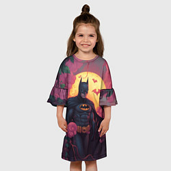 Платье клеш для девочки Бэтмен и дерево с цветами, цвет: 3D-принт — фото 2