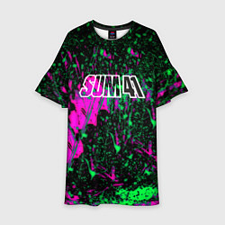 Платье клеш для девочки Sum 41 неоновые краски, цвет: 3D-принт