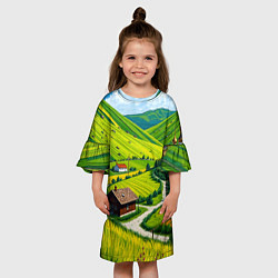 Платье клеш для девочки Русская душа и поле, цвет: 3D-принт — фото 2