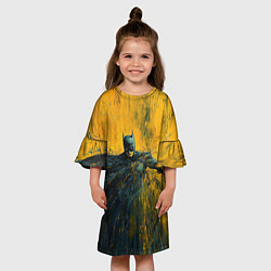 Платье клеш для девочки Бэтмен нарисованный кистью, цвет: 3D-принт — фото 2