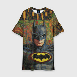Платье клеш для девочки Текстурный Бэтмен, цвет: 3D-принт