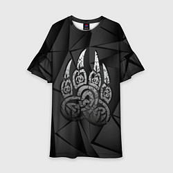 Платье клеш для девочки Велес лапа медведя, цвет: 3D-принт