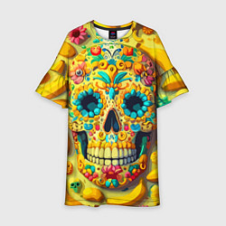 Детское платье Красочный летний паттерн с черепом - нейроарт