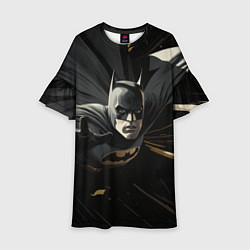 Платье клеш для девочки Бэтмен черный плащ, цвет: 3D-принт