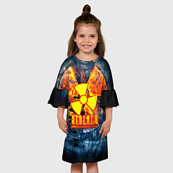 Платье клеш для девочки Stalker огненное лого чернобыль, цвет: 3D-принт — фото 2