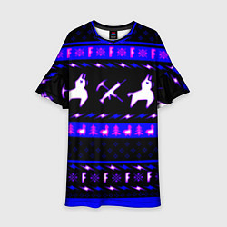 Платье клеш для девочки Fortnite neon pattern, цвет: 3D-принт