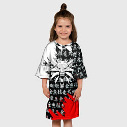 Платье клеш для девочки Ведьмак япония краски, цвет: 3D-принт — фото 2