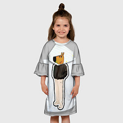 Платье клеш для девочки Чиловый парень - свидетель мем, цвет: 3D-принт — фото 2