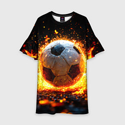 Платье клеш для девочки Футбольный мяч в огне, цвет: 3D-принт