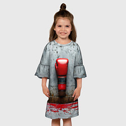 Платье клеш для девочки Кикбоксеркие перчатки на сером, цвет: 3D-принт — фото 2