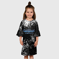 Платье клеш для девочки Genshin Impact брызги красок, цвет: 3D-принт — фото 2