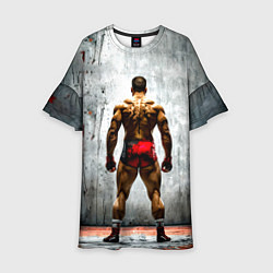 Платье клеш для девочки Рестлер на синем, цвет: 3D-принт