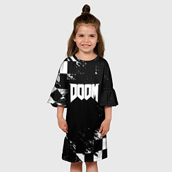 Платье клеш для девочки Doom краски клетка, цвет: 3D-принт — фото 2