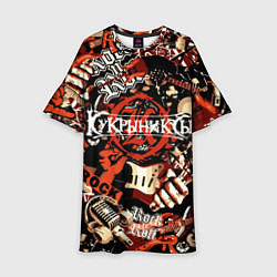 Платье клеш для девочки Кукрыниксы на фоне электрогитар, цвет: 3D-принт