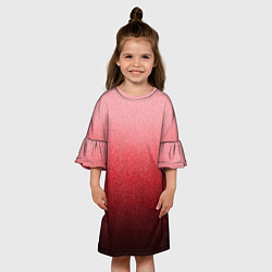 Платье клеш для девочки Мягкий градиент красно-розовый текстура крошка, цвет: 3D-принт — фото 2