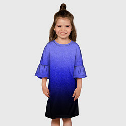 Платье клеш для девочки Градиент индиго из синего в чёрный, цвет: 3D-принт — фото 2