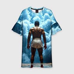 Платье клеш для девочки Мухаммед Али в синем дыму, цвет: 3D-принт