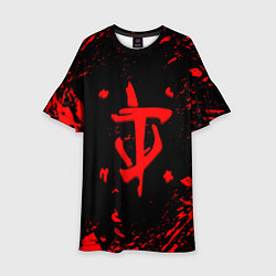 Платье клеш для девочки Doom красные краски, цвет: 3D-принт