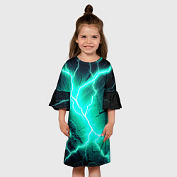 Платье клеш для девочки Color light blue black, цвет: 3D-принт — фото 2