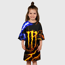 Платье клеш для девочки Monster energy шторм, цвет: 3D-принт — фото 2