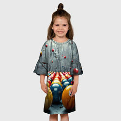 Платье клеш для девочки Бильярдные шары на сером, цвет: 3D-принт — фото 2