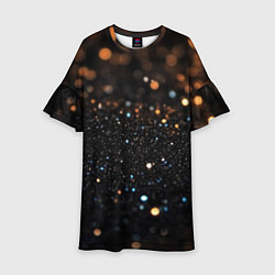 Платье клеш для девочки Черный текстурный фон, цвет: 3D-принт