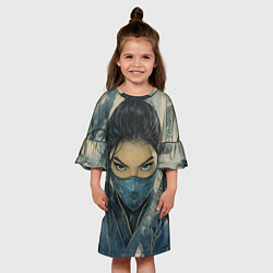 Платье клеш для девочки Китана крупный портрет, цвет: 3D-принт — фото 2