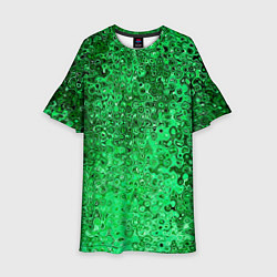Платье клеш для девочки Зелёный малахит абстрактная текстура, цвет: 3D-принт