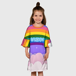 Платье клеш для девочки Inzoi логотип на радуге, цвет: 3D-принт — фото 2