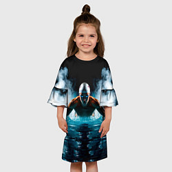 Платье клеш для девочки Плавание брассом в дыму, цвет: 3D-принт — фото 2