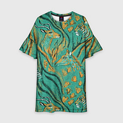 Платье клеш для девочки Сафари микс, цвет: 3D-принт