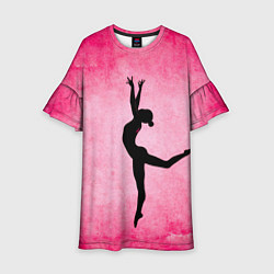 Платье клеш для девочки Спортивная гимнастика на розовом, цвет: 3D-принт