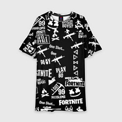 Платье клеш для девочки Черно белые логотипы игр, цвет: 3D-принт