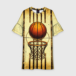 Платье клеш для девочки Кольцо с баскетбольным мячом, цвет: 3D-принт