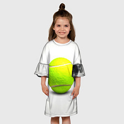 Платье клеш для девочки Теннисный мяч и черный дым, цвет: 3D-принт — фото 2