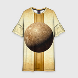 Платье клеш для девочки Ядро для талкания на бежевом, цвет: 3D-принт