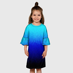 Платье клеш для девочки Градиент мозаика из голубого в чёрный, цвет: 3D-принт — фото 2