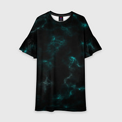 Платье клеш для девочки Color black turquoise, цвет: 3D-принт