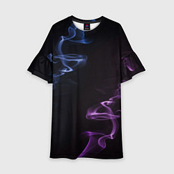 Платье клеш для девочки Color black blue pink, цвет: 3D-принт