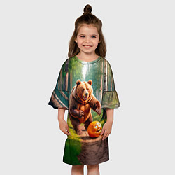 Платье клеш для девочки Колобок и медведь, цвет: 3D-принт — фото 2