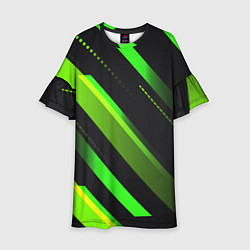 Платье клеш для девочки Color black green, цвет: 3D-принт